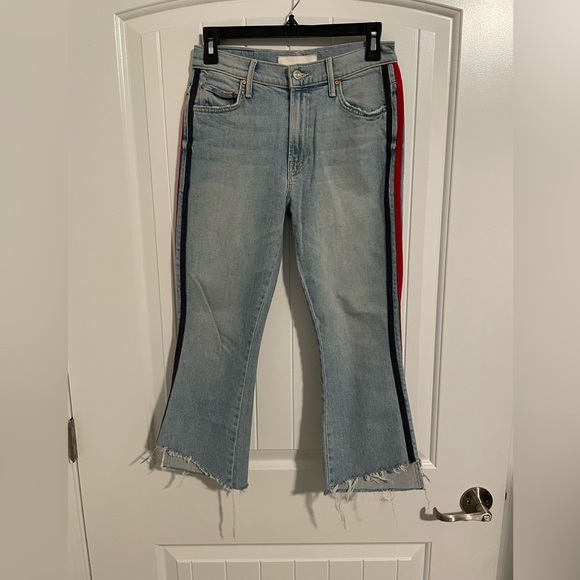 Mother Superior insider crop step fray racer stripe denim size 25 - Picture 3 of 8